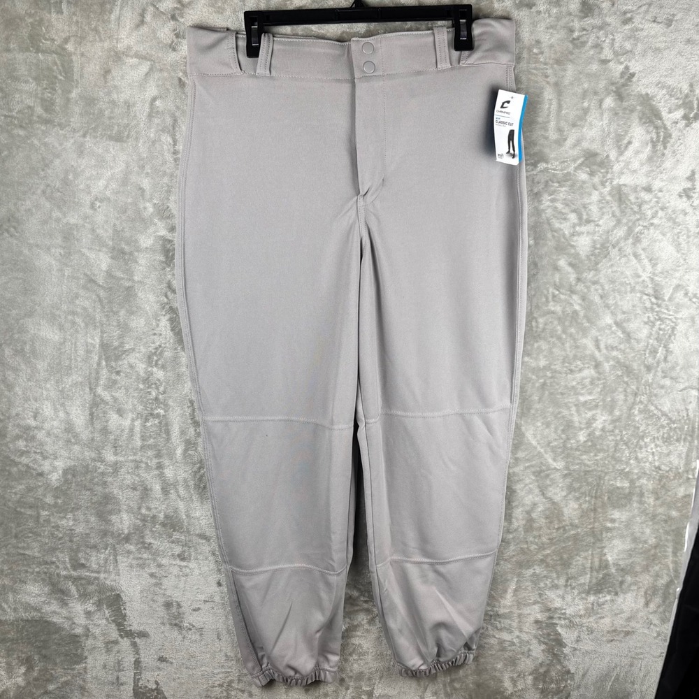 Champro Adult Gray Baseball Pants Men's Large Elastic Cuff Athletic Uniform‎ NWT